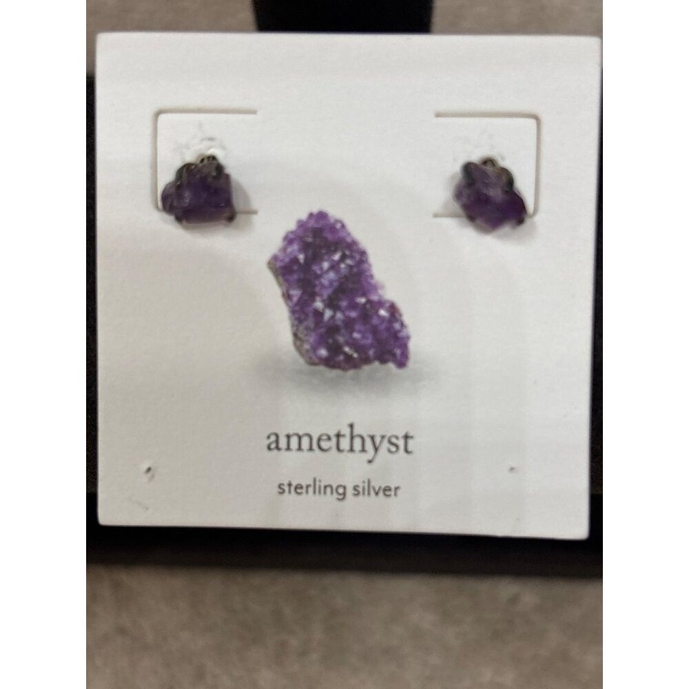 Luna Norte Amethyst Sterling Silver Stud Earrings